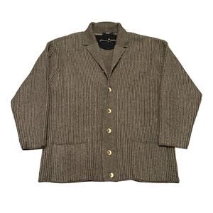 Johnnie Walker Alpaca Cotton Ribbed Heavy Cardigan Sweater  Preppy Golf Medium